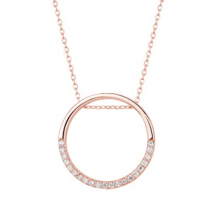 Colier argint placat cu aur roz cu pandantiv cerc cu pietre DiAmanti Z1456N_RG-DIA (Argint 925‰ 3 g.)